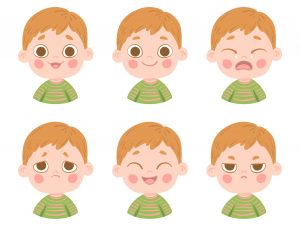 Rosto infantil mostrando diversas emoções
